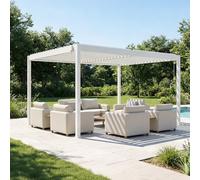 CAZEBOO Pergola Bioclimatique 4x3 m Autoportée Piana - Aluminium Blanc Lames Orientables Acier - Tonnelle de Jardin Abri Terrasse - Résistante Vent - Protection Soleil Pluie - Montage Facile Durable