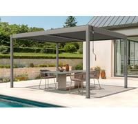 CAZEBOO Pergola Bioclimatique 4x3m Autoportée PIANA - Aluminium Taupe Lames Orientables en Acier - Tonnelle de Jardin Abri Terrasse - Résistante Vent - Protection Soleil Pluie - Montage Facile Durable
