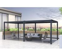 CAZEBOO Pergola Bioclimatique 6x3m Autoportée Santa - Aluminium Gris Lames Orientables en Acier - Tonnelle de Jardin Abri Terrasse - Résistante Vent 55 km/h - Protection Soleil Pluie - Montage Facile