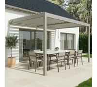 Cazeboo Pergola bioclimatique adossée 4x3m Piana Aluminium Taupe