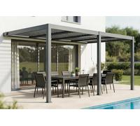 Cazeboo Pergola bioclimatique adossée 5x3m AGOSTA Aluminium Gris