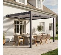 CAZEBOO Pergola Bioclimatique Adossée Piana 3x2,5m Aluminium Gris Anthracite RAL 7016 - Lames Orientables 0 à 110° Acier - Protection Terrasse 7,8m² - Résistance Vent 70 km/h - Manivelle Incluse