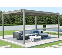 Cazeboo Pergola bioclimatique autoportante 4x3m Santa, Pergola Aluminium Taupe, Lames orientables Acier, L.395xP.305xH.220 cm