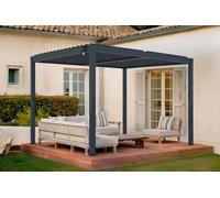 Cazeboo Pergola bioclimatique autoportée 3x2,5m Piana Aluminium Gris avec 3 persiennes Brise-Vue