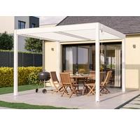 Cazeboo Pergola bioclimatique autoportée 3x3m Piana Aluminium Blanc avec 1 persienne Brise-Vue