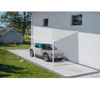 Cazeboo Pergola/Carport Aluminium, Abri de Voiture KLEO, 300 x 300 cm, Blanc, Pergola adossée, 9m², Toit Polycarbonate