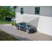 Cazeboo Pergola/Carport Aluminium, Abri de Voiture KLEO, 400 x 300 cm, Blanc, Pergola adossée, 12m², Toit Polycarbonate