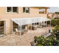 Cazeboo Pergola/Carport Aluminium, Abri de Voiture KLEO, 900 x 300 cm, Blanc, Pergola adossée, 27m², Toit Polycarbonate