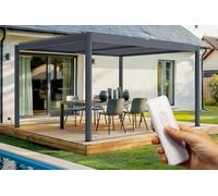 Cazeboo Pergola motorisée bioclimatique 4x3m Santa Aluminium Gris