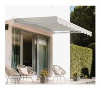 Cazeboo store banne monobloc blanc vecchio 2,5m x 2m toile beige