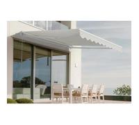 Cazeboo store banne monobloc blanc vecchio 3m x 2,5m toile beige