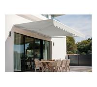 Cazeboo store banne monobloc blanc vecchio 4m x 3m toile beige