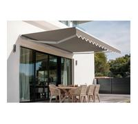 Cazeboo store banne monobloc blanc vecchio 4m x 3m toile taupe