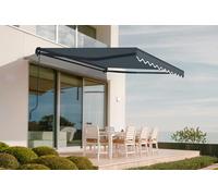 Store banne monobloc manuel - Cazeboo - VECCHIO - 3x2,5m - Toile premium 320g/m² - Gris - Anti-UV - Surface couverte 7,5m²