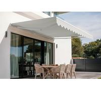 Cazeboo Store banne Monobloc Structure Blanche Vecchio 4m x 3m Toile Beige avec Fixations Plafond