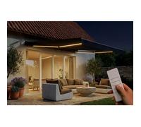 Cazeboo store banne motorisé à led semi-coffre gris fazzio 4x3m toile grise