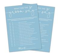 Cazhes Jeux minimalistes pour fête prénuptiale, bleu clair What Did The Groom Say Game, 30 décorations de fête de mariage, enterrement de vie de jeune fille, fournitures de décoration de fête - A10