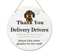 Cazhes Panneau « Thank You Delivery Driver », panneau de livraison de chien teckel pour colis, décoration murale en bois à suspendre pour porte d'entrée, magasin extérieur, 30,5 x 30,5 cm - C05