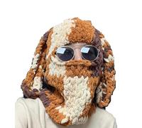 Caziffer Balaclava à 1 Trou de Visage Tricoté Cagoule Balaclava avec Oreilles de Lapin Masque de Ski Tricoté Thermique pour Femme Hiver Halloween Noël (Marron, One Size)