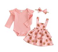 Caziffer Déguisement Halloween Bébé Fille Ensemble Bébé Fille Halloween 3Pcs Ensemble Déguisement Barboteuse + Jupe + Bandeau pour Bébé 0-24 Mois (Rose clair, 9-12 Months)
