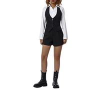 Caziffer Gilet de Costume Boutonné sans Manches Gilet Business Col V à Couleur Unie pour Femme (Noir, M)