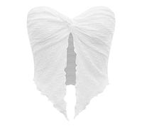 Caziffer Tube Top Femme sans Manches Fendu Crop Top Femme Court Sexy à Couleur Unie Vêtement Femme Chic Été (Blanc, M)
