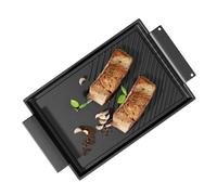 CAZOOO Plaque de cuisson 38x21 cm avec poignées latérales trou de suspension plancha lisse à revêtement antiadhésif en fonte pour tous types de feux dont induction et four