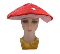 Cazqgoy 1 chapeau en peluche moquée rouge et blanc, chapeau de champignon drôle pour Halloween Noël fête d'anniversaire chapeau costume photo