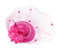 Cazqgoy Chapeau bibi pour femme, chapeau de fête de thé, chapeaux bibi pour femmes accessoires de cheveux de mariage chapeau en veil, Rose, L