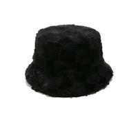 Cazqgoy Chapeau cloche d'hiver en fausse fourrure, chapeau de pêcheur en peluche, chapeau de pêche pour femme, chapeau d'hiver, Noir , L