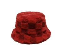 Cazqgoy Chapeau cloche d'hiver en fausse fourrure, chapeau de pêcheur en peluche, chapeau de pêche pour femme, chapeau d'hiver, chapeau cloche moelleux, Rouge, L