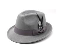 Cazqgoy Chapeau de costume pour la fête de la bière avec plume pour homme (gris clair)