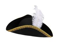 Cazqgoy Chapeau de pirate à trois cornes pour hommes et femmes, casquette de fête pirate, cosplay, Halloween, accessoires de costume (noir)