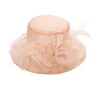 Cazqgoy Chapeaux de mariage pour femmes Chapeau de douche nuptiale Chapeau d'été en organza Chapeau de soleil à large bord Chapeau d'église Chapeau de mariage fête de thé de mariage, hell-pink, L