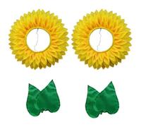 Cazqgoy Coiffe de tournesol, gants, coiffe de tournesol, bandeau à fleurs, chapeau, costume de fleur pour costumes de danse, capuche de tournesol (2)
