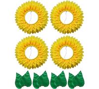Cazqgoy Coiffe de tournesol, gants, couvre-chef, bandeau à fleurs, chapeau, costume de fleurs pour costumes de danse, capuche de tournesol (4)