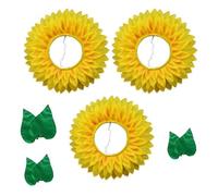 Cazqgoy Lot de 3 coiffes de tournesol - Gants de fleurs - Bandeau de tournesol - Chapeau de fleur - Costume de danse - Capuche de tournesol