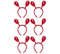 Cazqgoy Lot de 6 bandeaux à cheveux en peluche Crabe rouge Costume d'animal amusant Serre-tête Large Crabe Tongs Bandeau Chapeaux Fournitures de robe de fête