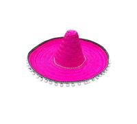 Cazqgoy Sombrero mexicain Chapeau de paille Sombrero Chapeau de fête (rouge rose)