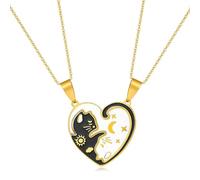 CAZSTYK 1 paire de colliers avec pendentif en métal noir et blanc pouvant être portés ensemble ou seuls pour un cadeau élégant pour couple