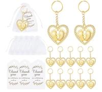 CAZSTYK 12 pièces porte-clés élégants en forme de cœur avec sacs de | Accessoire pour couple et jeunes mariés, parfait pour un événement spécial, un mariage et une fête prénatale avec