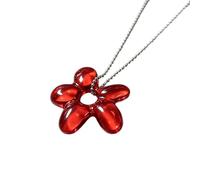 CAZSTYK Accessoire de Fleur de Chaîne | Collier Pendentif à Cinq Pétales, Breloque Aspect Verre, Bijoux Streetwear, Détail D ' Une Seule Pièce