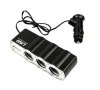 CAZSTYK Adaptateur répartiteur d'alimentation pour véhicule 12 V/24 V avec port 3 cigarettes et chargeurs USB intégrés pour gadgets mobiles, chargeurs USB de voiture