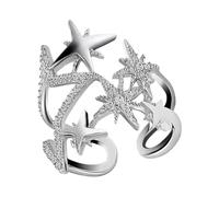 CAZSTYK Bague unique en cuivre à huit points en forme d'étoile - Réglable - Accessoire élégant pour les tenues décontractées ou formelles