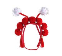CAZSTYK Bandeau chinois pour animal de compagnie pour Noël, prise de photos espiègles, bandeau à thème chinois avec sangle de cou réglable, élastiques en caoutchouc pour cheveux pour petits chiens