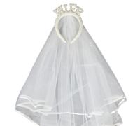 CAZSTYK Bandeau de mariée avec voile de perles - Coiffe populaire pour enterrement de vie de jeune fille