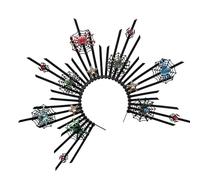 CAZSTYK Bandeau gothique araignées en toile d'araignée réglable punk rock pour Halloween, fête, cosplay, accessoire élégant en chaîne en métal
