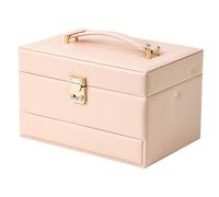 CAZSTYK Boîte à bijoux en cuir à ouverture automatique à 3 niveaux pour boucles d'oreilles, colliers, bagues, étui de rangement en cuir pour voyage