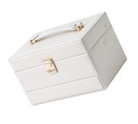 CAZSTYK Boîte à bijoux en cuir à ouverture automatique à 3 niveaux pour boucles d'oreilles, colliers, bagues, étui de rangement en cuir pour voyage