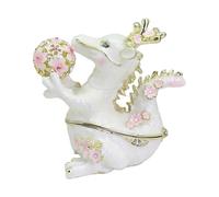 CAZSTYK Boîte à bijoux exquise en alliage émaillé avec motif floral pour bagues et boucles d'oreilles en forme de dragon